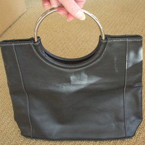 Retro Black "Giannini" Purse, Silver Hoop Handle
